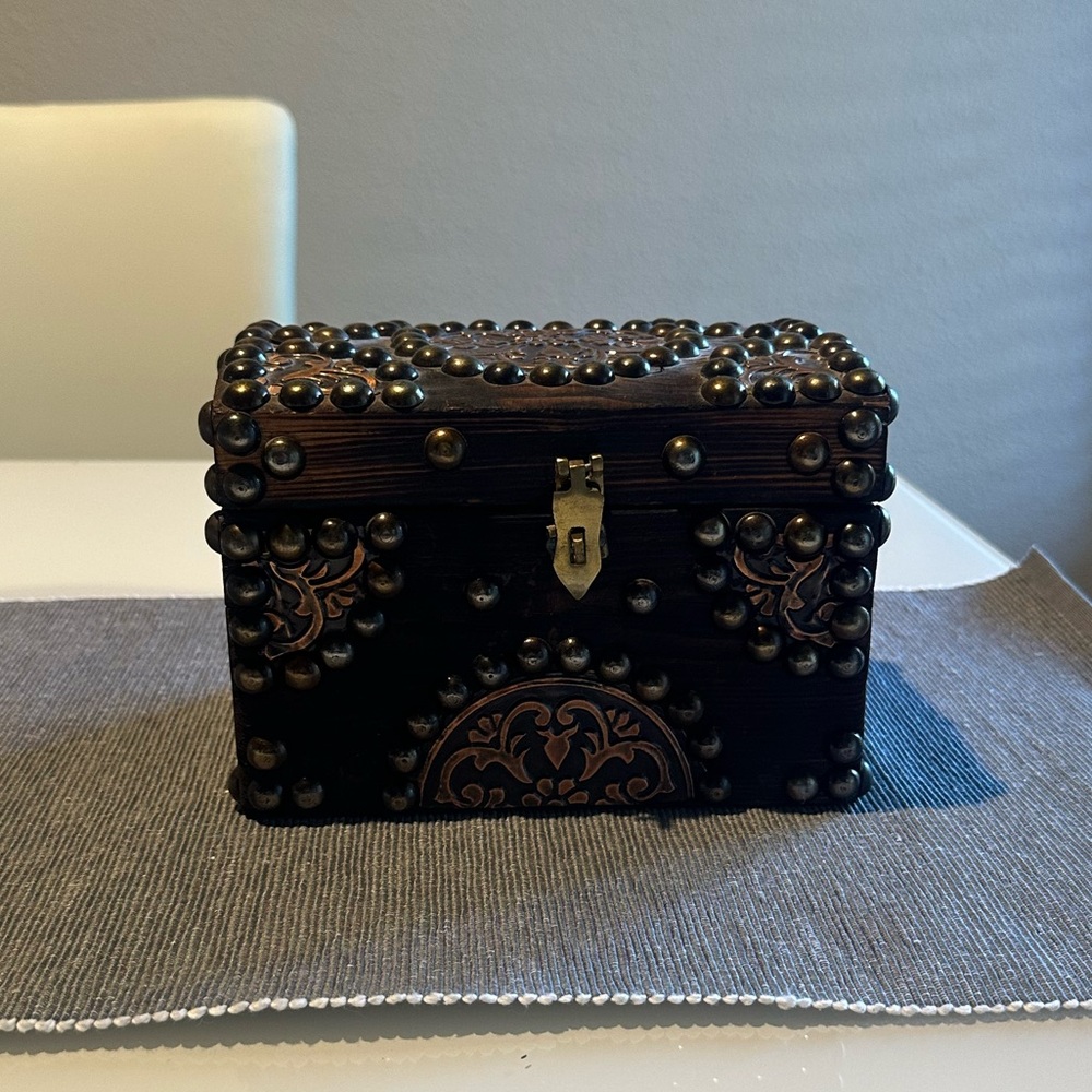 Vintage wooden beaded treasure box